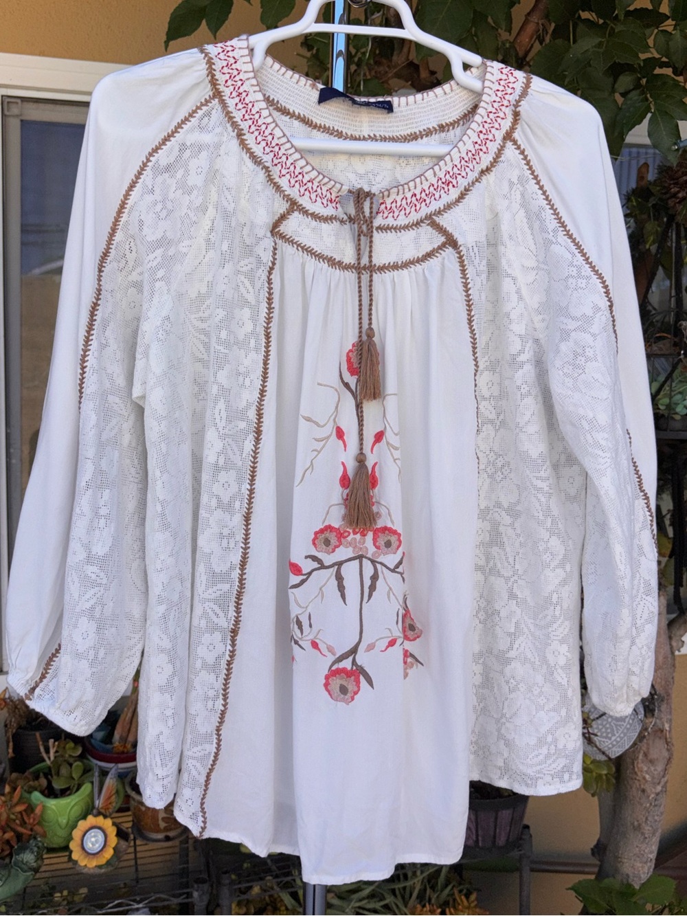Embroidered Peasant Blouse Plus Size 18W